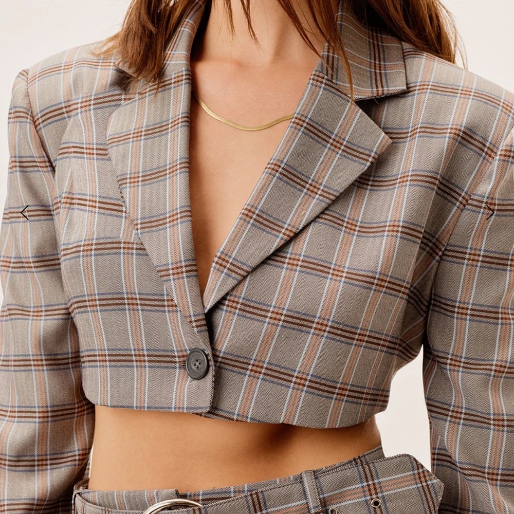 For Love & Lemons Kym Crop Blazer in Grey | REVOLVE